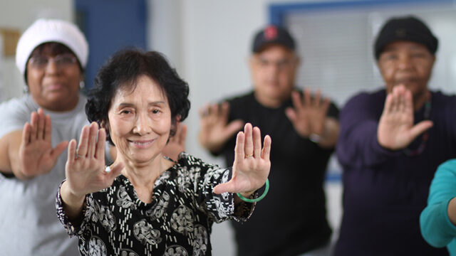 GuildCare clients doing tai chi.